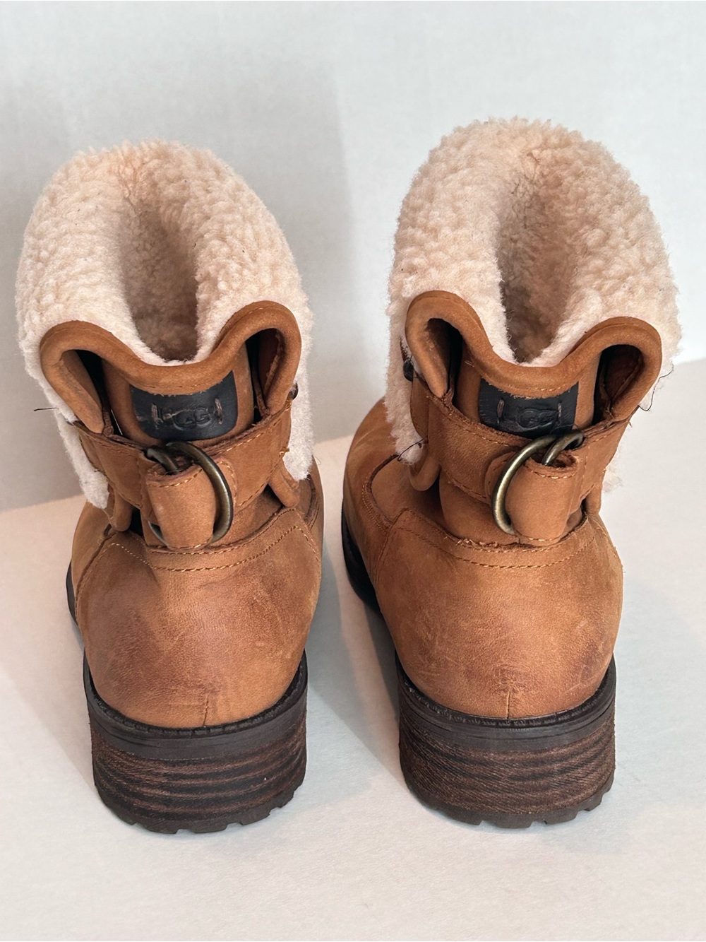 UGG Australia Aldon Tan Leather Fold Down Cuff Boots - Picture 4 of 10